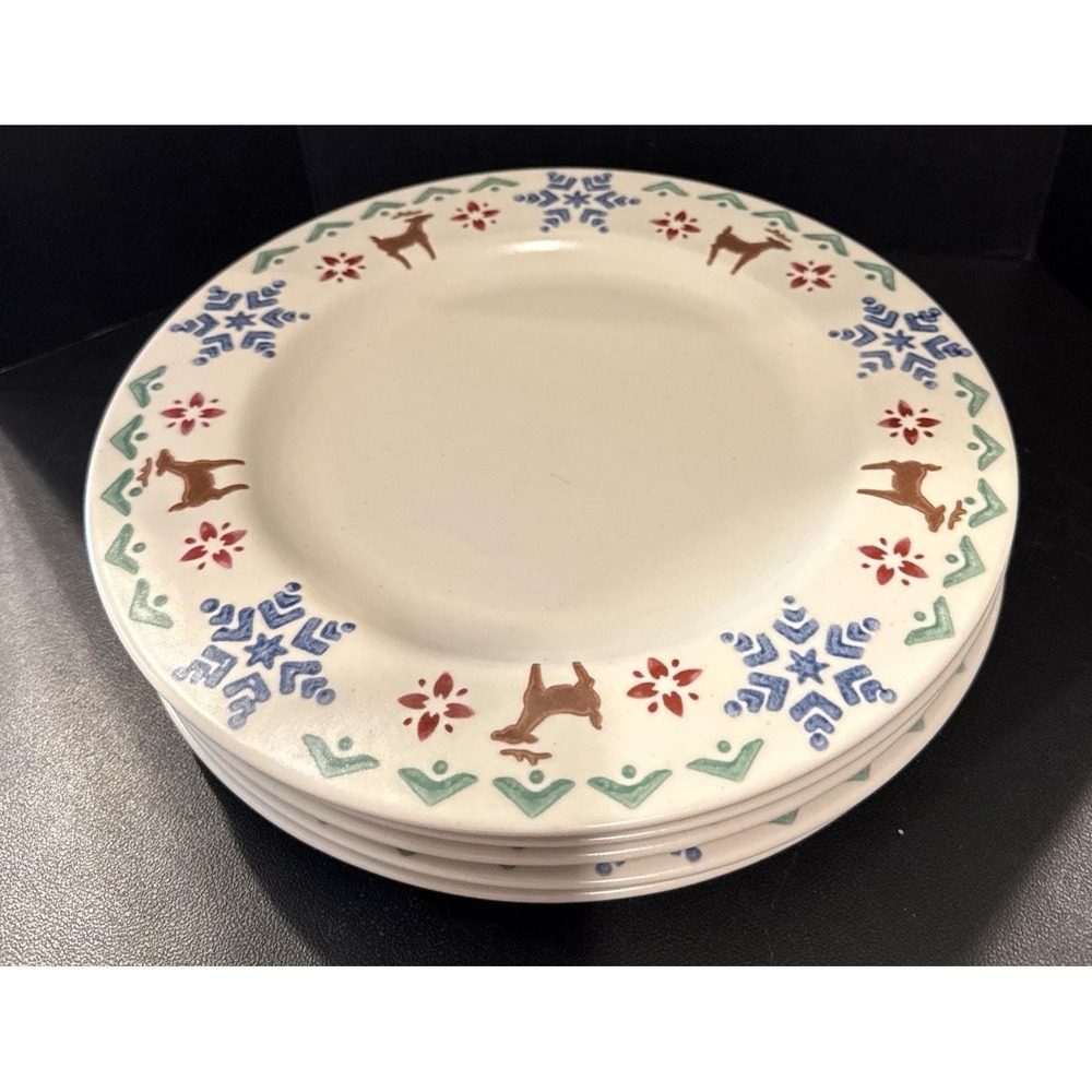 Pfaltzgraff Nordic Christmas Dinner Plates Plate Set Of 5 Reindeer Snowflake